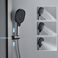 LED Gun Grey Brass Dusch set Wasserfall Bad Wasserhahn Soft Jet Brushed Finish für Hotels Rainfall Badezimmer Wasch dusch kopf