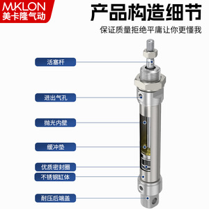 Mini-cylindre en acier inoxydable Mklon Ma16X25 50 75 100 à double fonction magnétique avec coussinet anti-collision - Product Image 3