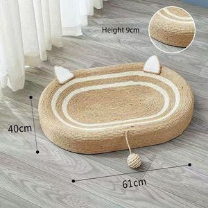 Hot Selling Duurzaam Cat Scratching Board Effen Patroon Ovaal Runway Nest Voor Katten Sisal Huisdier Slaapbank Voor Spelen En Rusten - Product Image 3