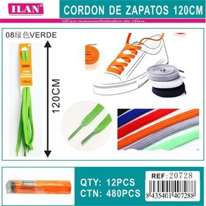 Laccio per Scarpe Ilan 120 Cm Verde Piatto per Sneakers - Product Image 1