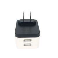 Adaptateur de voyage européen avec prise d'extension et 2 ports USB (DC 5V 1A) 10A 2 prises non-terrées 110-250V