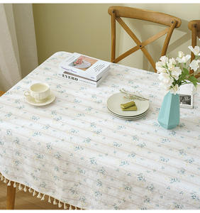 <span class=keywords><strong>Nappe</strong></span> en lin et coton <span class=keywords><strong>Jacquard</strong></span> avec broderie de marguerite de ferme française, dernière conception 2022 - Product Image 3