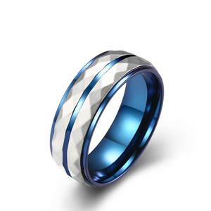 经典时尚蓝色设计男士戒指不锈钢时尚男士男士奢华珠宝戒指 - Product Image 3