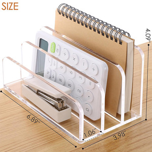 Acrylic Desktop <b>File</b> Organizer 3 5 Compartment Document <b>Storage</b> Rack Office Desk Organizer Transparent With Compartments - Product Image 2