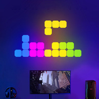 Lampe d'ambiance musicale à rythme sonore, lampe quantique pour salon, lumière murale carrée en mosaïque, audio à commande vocale