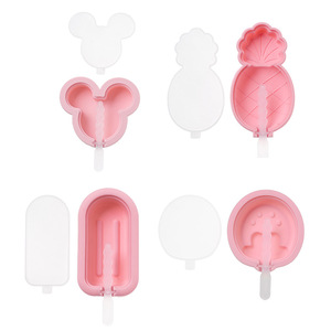 Thân Thiện Với Môi BPA Miễn Phí Trái Cây Động Vật Hình Dạng Silicone Ice Stick Khay Tự Làm Kem Khuôn Silicone Ice <span class=keywords><strong>Cube</strong></span> Khay Với Nắp Cho Trẻ Em - Product Image 5