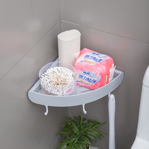 Triangular Plastic Corner Bathroom Shelf Wall Mounted No Drilling Required Nordic Blue And Pink Durable Storage Rack - Product Image 3
