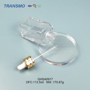 Flacon en verre vide pour lotion, flacon pompe compte-gouttes en verre, logo personnalisé, flacon carré en verre pour lotion 110 ml - Product Image 4