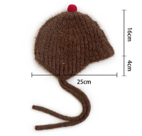 Bonnets d'hiver pour bébé, doux et moelleux, en tricot, avec cache-oreilles et pompon, chauds, colorés et mignons, avec sangle à nouer, pour l'extérieur et la ville, personnalisables avec logo