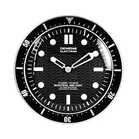 นาฬิกาอลูมิเนียมโลหะหรูหรา14นิ้ว,นาฬิการูปทรงนาฬิกาแฟชั่นสุดสร้างสรรค์นาฬิกาแขวนผนังสีดำของตกแต่งบ้านคลาสสิก