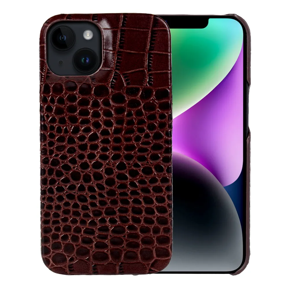 Funda de piel de cocodrilo para Iphone 14, 13, 12, 11 Pro Max, Funda de cuero genuino