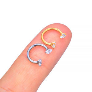 ต่างหูไทเทเนียม ASTM F136 รูปเกือกม้า สำหรับเจาะจมูก หู ริมฝีปาก กระดูกอ่อน ขนาด 16G ประดับเพชรซิคอน เหมาะสำหรับเจาะหู จมูก ริมฝีปาก กระดูกอ่อน - Product Image 6