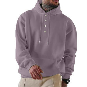 Vente en gros : Sweat à capuche de sport unisexe surdimensionné, épais pour l'hiver, 100% coton tricoté, style streetwear pour homme, avec logo et fermeture boutonnée, coupe courte - Product Image 6