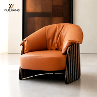 Fauteuil individuel haut de gamme style rétro moderne en cuir véritable fait main pour la maison, le bureau et les hôtels