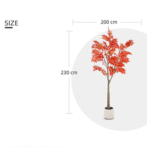 Albero di Pera Gialla Artificiale 230cm in Vaso con Fogliame Rosso Naturale per Decorazione Interna Casa e Ufficio - Product Image 2