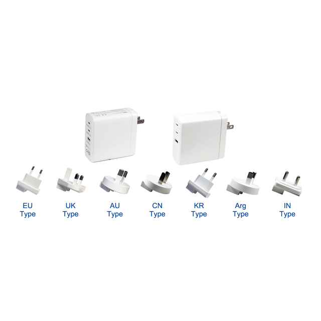 PD3.0 100W Multi-Port USB Type-C Travel Wall Charger OCP/OTP Protected Fast 5V/3A Output with US EU UK AU CN KR Plugs