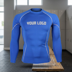 Camiseta de Compresión de Manga Larga para Hombre, Corte Ajustado, Cuello Redondo, Capa Base Deportiva con Logotipo Frontal - Product Image 5