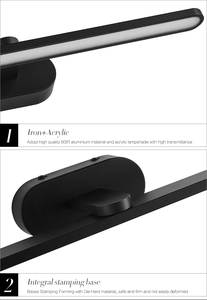 Modern Rectangular Aluminum Wall <b>Lamp</b> Black LED <b>Touch</b> Control 5000K Daylight Surface Mounted for Living Room - Product Image 4