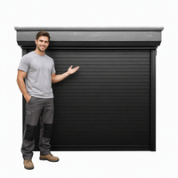 Porte de garage roulante moderne en aluminium isolé avec porte piétonne intégrée, résistante aux ouragans, automatique, noire, pour villa