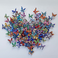 Décoration murale en acier inoxydable rose Art Déco créative, sculpture de papillon, 90x105cm, décoration intérieure pour la maison et le bureau