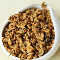 Thé noir du Yunnan de première qualité, Dian Hong Jin Luo, en vrac, fait main, pur, en bourgeons, doré, fermenté, spirale d'escargot de printemps, en sachet ou en boîte