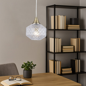 Nhỏ cắt thủy tinh ánh sáng mặt dây chuyền với Brass trần tán và rõ ràng kết cấu mô hình bóng cho căn hộ chiếu sáng nội thất trang trí nội thất - Product Image 5