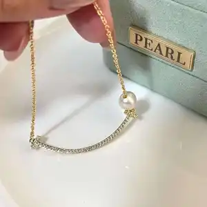 Женское ожерелье из натурального пресноводного жемчуга, 6-7 мм