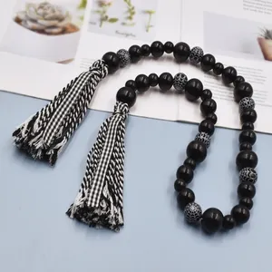 New Halloween twine tassel beaded spider web Creative wood bead string DIY home tray decoration