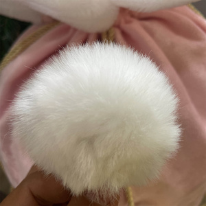 Hàng Mới Về Bao Tải Ông Già Noel Bằng Nhung Trắng Trơn Bao Tải Ông Già Nô-en Pom Pom Lông Màu Xám Đỏ Trắng Hồng Bao Quà Bằng Nhung - Product Image 6