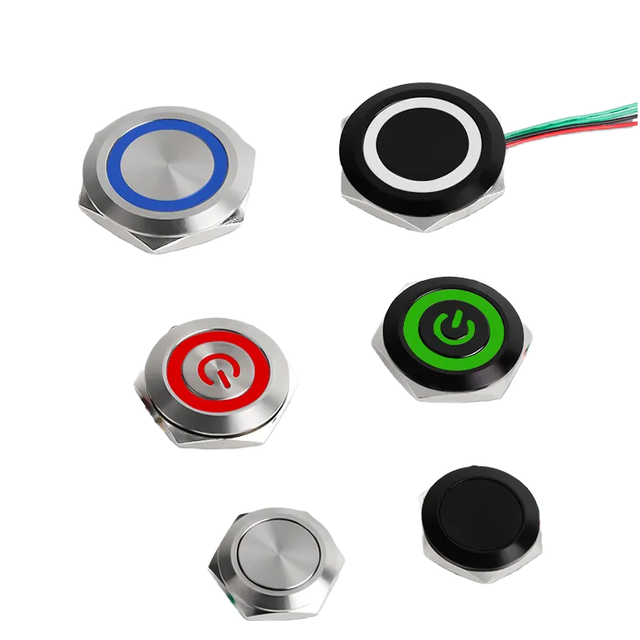 1 a AC 19mm 12V on off Blue LED Light IP65 Stainless Steel 1NO Push Button PC Computer Switch Power Supply Button