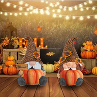 Décoration de maison de Thanksgiving gnome kawaii, figurine en résine de citrouille, gnome espiègle, ornement peint à la main, réaliste, taille personnalisable