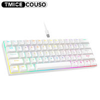 Blue Switch Gaming Keyboard 60 Percent Gamer Teclado Compact 61 Keys Rainbow Backlit Computer PC Wired White Mechanical Keyboard