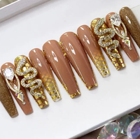Faux Ongles à Presser Personnalisés en Gros, Ballerine Moyenne Cercueil Cœur Perle French Manucure Ongles Acryliques à Coller