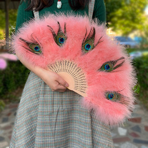 Éventail en plumes <span class=keywords><strong>de</strong></span> <span class=keywords><strong>paon</strong></span> douces et moelleuses, teint sur mesure, accessoires <span class=keywords><strong>de</strong></span> danse pour burlesque, décoration <span class=keywords><strong>de</strong></span> mariage et <span class=keywords><strong>de</strong></span> fête - Product Image 5