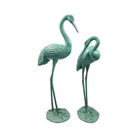 Statues d'héron en aluminium, sculpture de grue en métal, paire, ornement de jardin extérieur, étang, pelouse, décoration vintage rustique, oiseau aquatique, cadeau