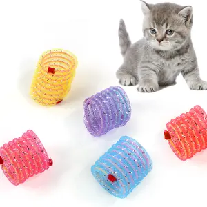 新款宠物猫玩具七彩猫互动弹簧软管玩具线管弹簧
