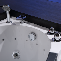 Baignoire de massage moderne de luxe en acrylique, pour appartement et spa, avec lumières colorées, buses à jets perforés et appuie-tête