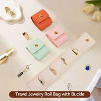 Mini sac à bijoux de voyage pliable, pochette à bijoux multifonctionnelle avec boucle pour boucles d'oreilles, bagues