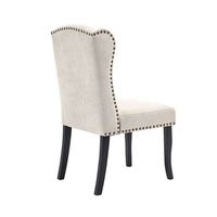 Chaises de salle à manger de style antique personnalisé tissu beige tête de clou meubles de maison en bois et métal pour restaurants villas entrepôts