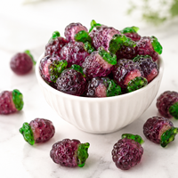 Fabricant OEM ODM Vente en gros Personnalisé Marque privée Bonbons gélifiés moelleux au goût de fruits variés, raisins fourrés, acidulés, TIK TOK Halal