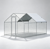 Poulailler multifonctionnel en acier galvanisé avec couverture imperméable anti-UV, porte verrouillable, grand enclos pour volailles, ferme avicole