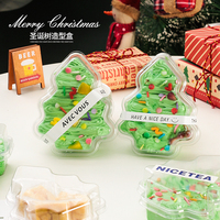 Boîte en plastique PET transparente de 1 mm d'épaisseur en forme de sapin de Noël pour gâteau mousse, dessert, bonbons, cadeau