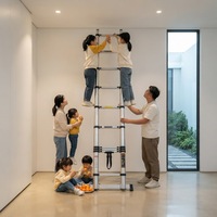 Échelle télescopique en alliage d'aluminium simple face de 2,7 m, design moderne, capacité de 150 kg, utilisation intérieure/extérieure