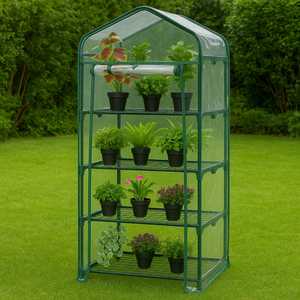4 Tier Mini Greenhouse For <b>Plants</b> 69x49x155 Cm Steel <b>Frame</b> With Pvc Cover Balcony Indoor Use - Product Image 5
