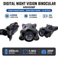 Lunettes de vision nocturne infrarouge HNVG08F, télémètre 1200m, portée de vision 800m, batterie 6000mAh, fixation casque, observation animale