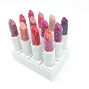 VEGAN Private Label New design customized waterproof 12 colour diamond Lipstick