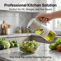 Bouteille d'huile en verre hermétique anti-fuite à ouverture automatique de 550 ml (19 oz) avec poignée pour la cuisine