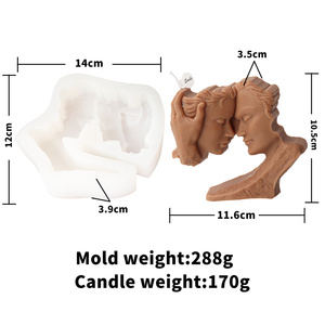 Moule à bougie de luxe en silicone pour cire fondue, motif visages de couple Gémeaux, figurine d'amoureux s'embrassant, cadeau de mariage - Product Image 6