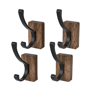 Walnut Wood Door Back <b>Hook</b> <b>Adhesive</b> Cloth Hanger Wall Mounted Single Punch-Free Entrance <b>Hook</b> for Coats Clothes Hats - Product Image 1