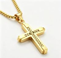 Collier avec pendentif croix pour homme plaqué or 18 carats, bijoux en acier inoxydable 316L imperméables pour un usage quotidien